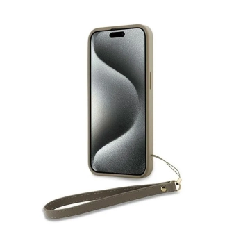 DKNY Wrist Strap Stock Logo - Etui iPhone 15 / 14 / 13 (beżowy)
