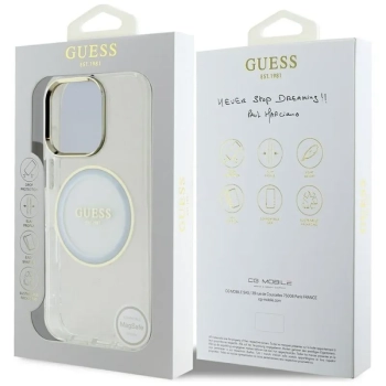 Guess IML Metal Colored Circle Classic Logo MagSafe - Etui do iPhone 16 Pro Max (biały)