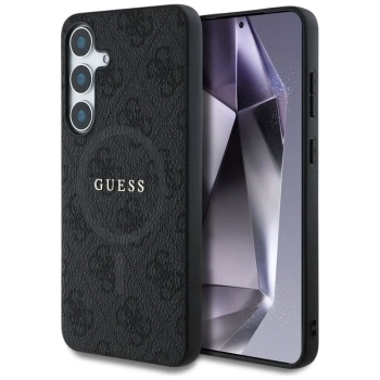 Guess Leather 4G Colored Ring Classic Logo MagSafe - Etui do Samsung Galaxy S25+ (czarny)