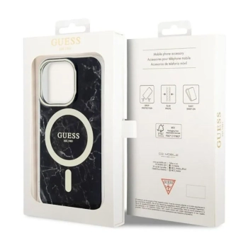 Guess Marble MagSafe - Etui iPhone 14 Pro Max (Czarny)