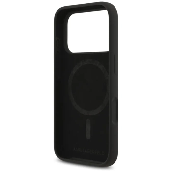 Karl Lagerfeld Silicone Karl & Choupette Ring MagSafe - Etui iPhone 17 Pro Max (czarny)