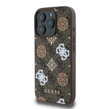 Guess Peony On 4G Background MagSafe - Etui iPhone 16 Pro (brązowy)