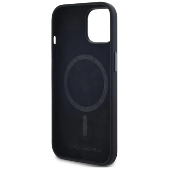 Karl Lagerfeld Silicone Shadow Metal Initial MagSafe - Etui do iPhone 15 (czarny)