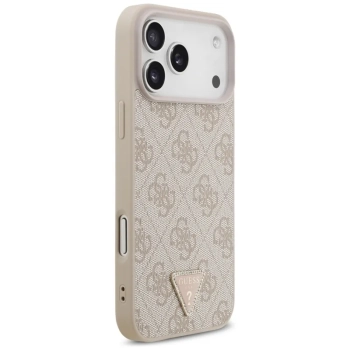 Guess Leather 4G Triangle Strass MagSafe - Etui iPhone 17 Pro Max (różowy)