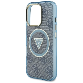 Guess IML Metal Glitter 4G Circle Triangle MagSafe - Etui do iPhone 16 Pro (niebieski)