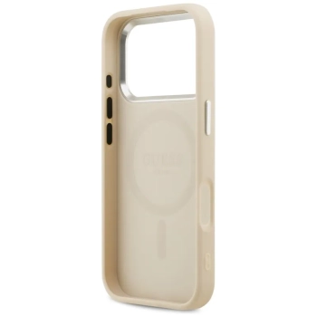 Guess Peony Hot Stamp Script MagSafe - Etui iPhone 17 Pro (beżowy)