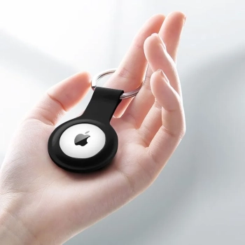 Crong Silicone Case with Key Ring - Etui ochronne brelok do Apple AirTag (czarny)