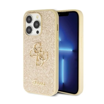 Guess Glitter Script Big 4G - Etui iPhone 14 Pro (złoty)