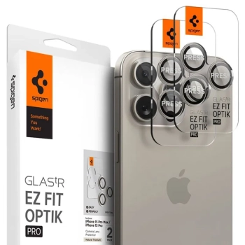 Spigen Optik.TR EZ Fit Camera Lens Protector 2-Pack - Szkło ochronne na obiektyw do iPhone 15 Pro / 15 Pro Max / iPhone 14 Pro / 14 Pro Max (2 szt) (N