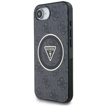 Guess IML Metal Glitter 4G Circle Triangle MagSafe - Etui do iPhone 16e (czarny)