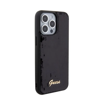 Guess Sequin Script Metal - Etui iPhone 15 Pro (czarny)