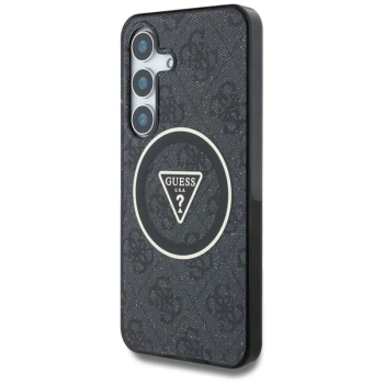 Guess 4G Glitter Triangle Buttons MagSafe - Etui do Samsung Galaxy S25+ (czarny)