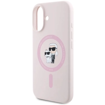 Karl Lagerfeld Silicone Karl & Choupette Ring MagSafe - Etui iPhone 16 (różowy)