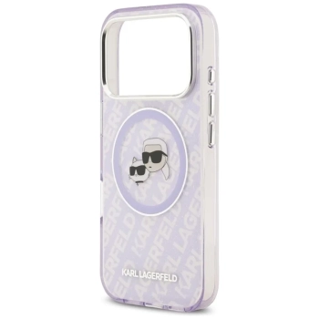 Karl Lagerfeld IML Glitter Karl & Choupette Heads Logo MagSafe - Etui iPhone 17 Pro (fioletowy)