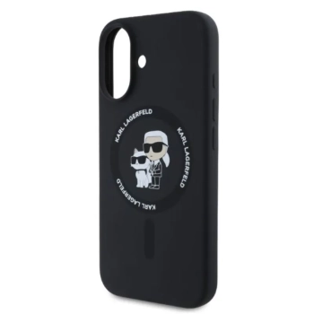 Karl Lagerfeld Silicone Karl & Choupette Ring MagSafe - Etui iPhone 16 (czarny)