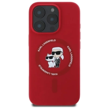 Karl Lagerfeld Silicone Karl & Choupette Ring MagSafe - Etui iPhone 16 Pro (czerwony)
