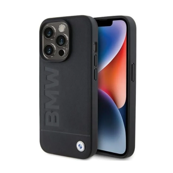 BMW Leather Hot Stamp MagSafe - Etui iPhone 15 Pro Max (Czarny)