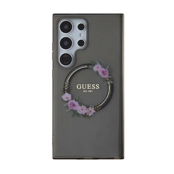 Guess IML Flowers Wreath MagSafe - Etui Samsung Galaxy S24 Ultra (czarny)