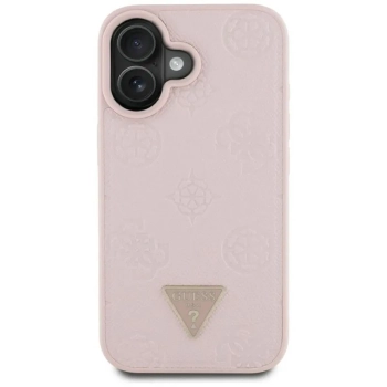 Guess Grained Hot Stamp Peony Triangle Logo MagSafe - Etui do iPhone 16 (różowy)