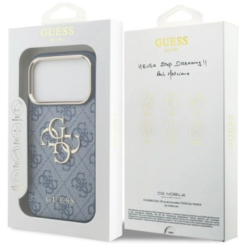 Guess 4G Big 4G Classic Logo - Etui iPhone 17 Pro (niebieski / złoty)