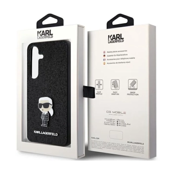 Karl Lagerfeld Fixed Glitter Ikonik Logo Metal Pin - Etui Samsung Galaxy S24 (czarny)