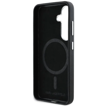 Karl Lagerfeld Saffiano Full Wrapped Elongated Metal Logo MagSafe - Etui do Samsung Galaxy S25 (czarny)