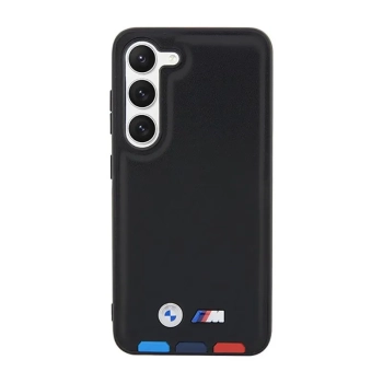 BMW Leather Hot Stamp Tricolor - Etui Samsung Galaxy S23+ (czarny)
