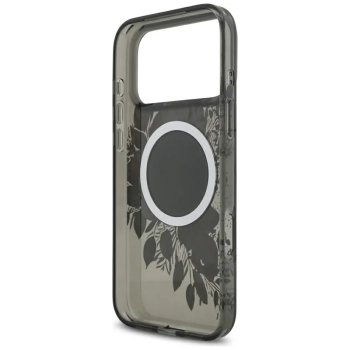 Guess IML Flowers Electro Pearl Strap MagSafe - Etui iPhone 17 Pro Max (czarny)