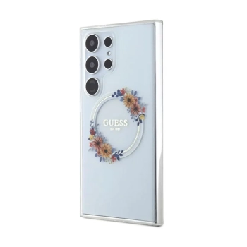 Guess IML Flowers Wreath MagSafe - Etui Samsung Galaxy S24 Ultra (przezroczysty)