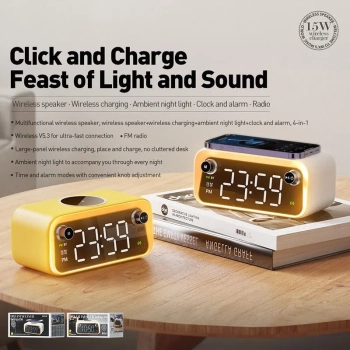 WEKOME Beluga D6 Dream - Wielofunkcyjny bezprzewodowy głośnik / Radio FM z funkcją ładowania indukcyjnego 15W MagSafe (Biały)