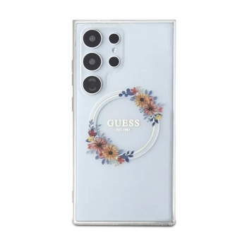 Guess IML Flowers Wreath MagSafe - Etui Samsung Galaxy S24 Ultra (przezroczysty)
