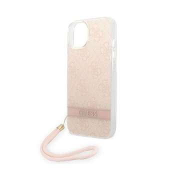 Guess 4G Print Cord - Etui ze smyczką iPhone 14 Plus (różowy)
