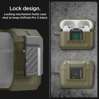Spigen Lock Fit - Pancerne etui do Apple AirPods Pro 1 / 2 (Vintage Khaki)