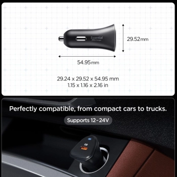 Spigen Essential EV301 - Ładowarka samochodowa USB-C PD 3.0 PPS 30W (Czarny)
