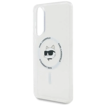 Karl Lagerfeld Button Choupette Head Printed Logo MagSafe - Etui Samsung Galaxy S25 Edge (biały)