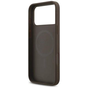 Guess Leather 4G Triangle Strass MagSafe - Etui iPhone 17 Pro Max (brązowy)