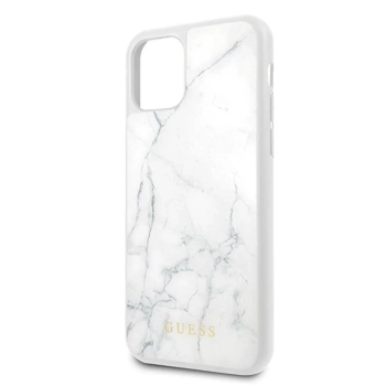 Guess Marble Tempered Glass Hardcase - Etui iPhone 11 Pro (biały)