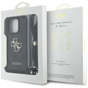Guess 4G Big Logo Cord Strap Crossbody - Etui do iPhone 16 Pro Max (czarny)