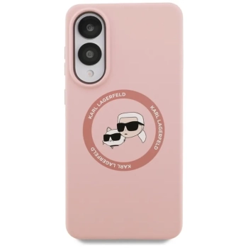 Karl Lagerfeld Silicone Double Heads And Circle MagSafe - Etui Samsung Galaxy S25 Edge (różowy)