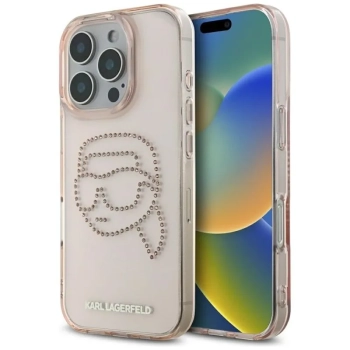 Karl Lagerfeld IML Rhinestones Karl Head - Etui do iPhone 16 Pro (różowy)