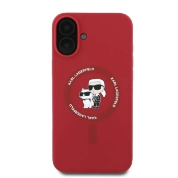 Karl Lagerfeld Silicone Karl & Choupette Ring MagSafe - Etui iPhone 16 (czerwony)