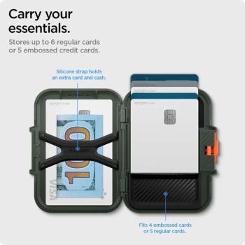 Spigen Lock Fit MagSafe - Portfel magnetyczny (Military Green)