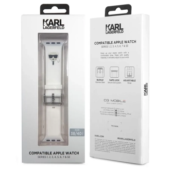 Karl Lagerfeld Silicone Karl Head - Pasek do Apple Watch 38/40/41 mm (biały)