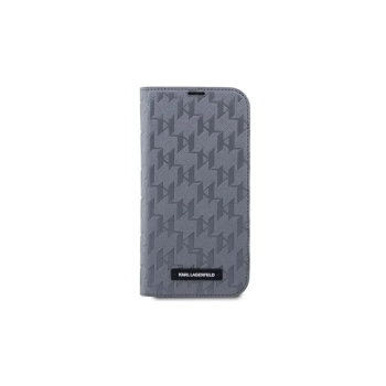 Karl Lagerfeld Booktype Saffiano Monogram - Etui iPhone 14 Pro (Srebrny)