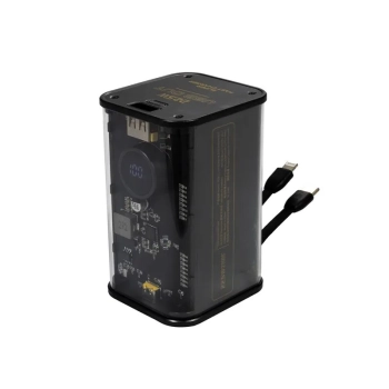WEKOME WP-347 Vanguard Series - Power bank 20000 mAh Super Fast Charging z wbudowanym kablem USB-C PD 20W & Lightning + USB-A QC3.0 22.5W (Czarny)
