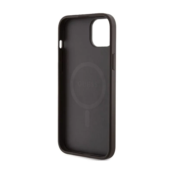Guess 4G Collection Leather Metal Logo MagSafe - Etui iPhone 15 Plus / 14 Plus (brązowy)