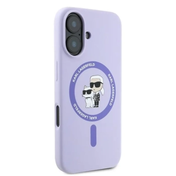 Karl Lagerfeld Silicone Karl & Choupette Ring MagSafe - Etui iPhone 16 Plus (fioletowy)