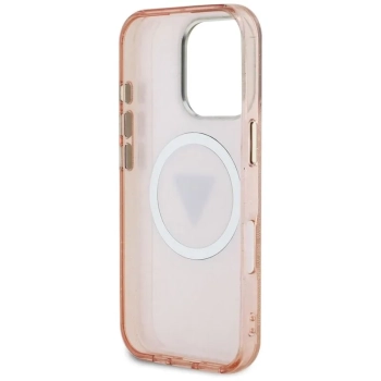 Guess IML Metal Glitter 4G Circle Triangle MagSafe - Etui do iPhone 16 Pro Max (różowy)
