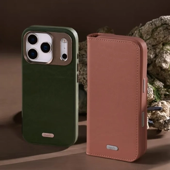 Moshi Overture MagSafe - Skórzane etui 3w1 z klapką iPhone 17 Pro (Moss Green)