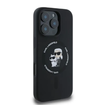 Karl Lagerfeld Silicone Karl & Choupette Ring MagSafe - Etui iPhone 16 Pro (czarny)